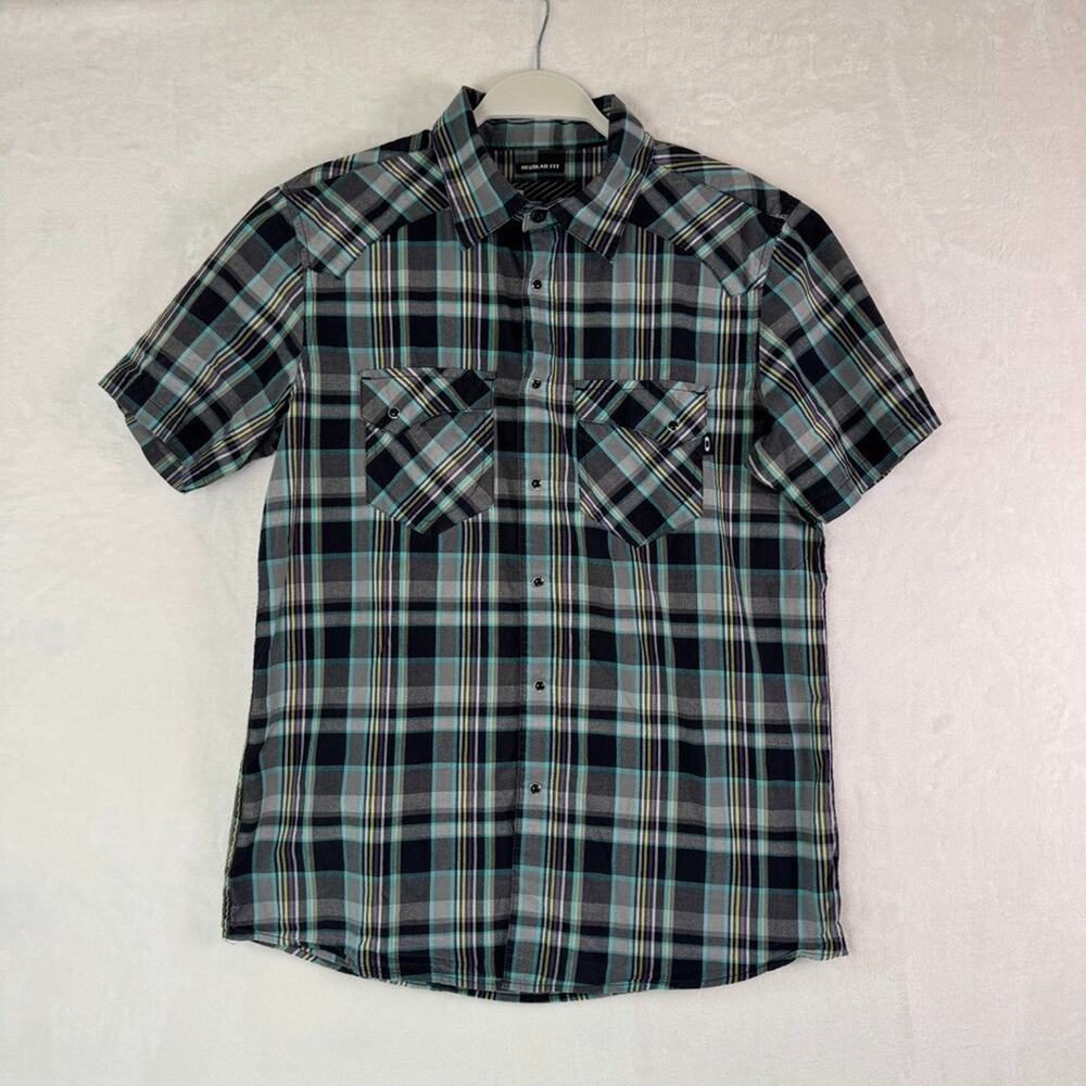 Oakley Plaid Snap Button Shirt M Short Sleeve Western Skater Outdoor VTG Y2K